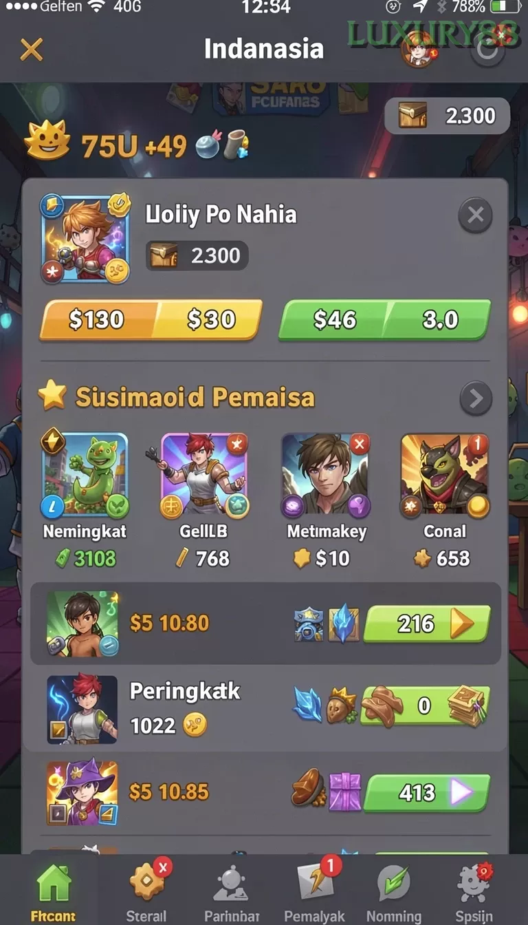 Cuplikan layar A200M — pengaturan akun