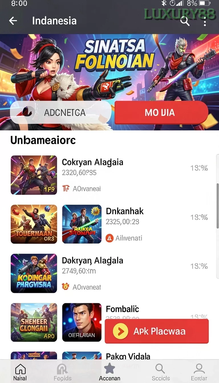 Cuplikan layar A200M — halaman utama